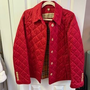 BURBERRY FRANKBY PARADE RED QUILTED CHECK CUFF SHORT COAT JACKET